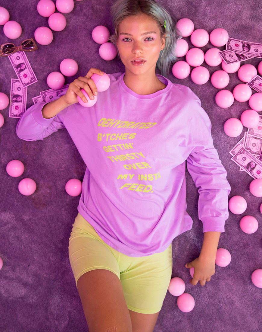 Image of Lottie Longsleeve Tee in Flieder mit Instafeed Text X Top Girl