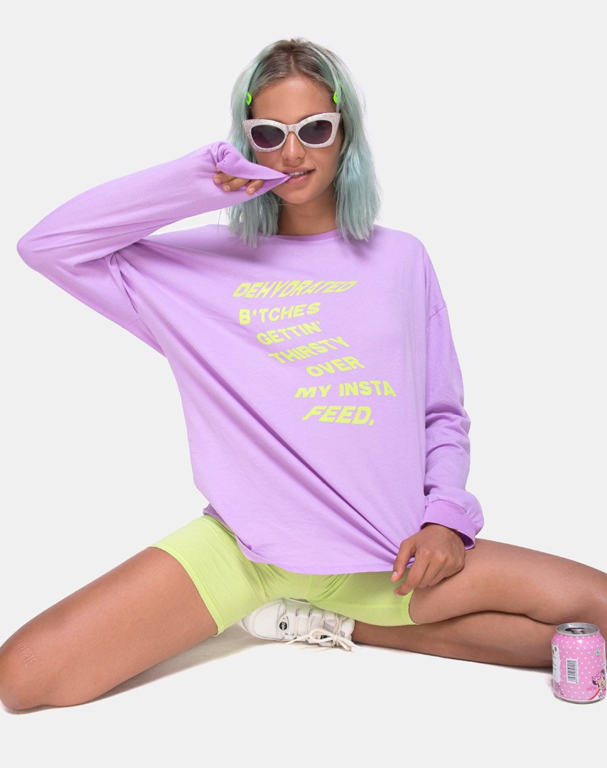 Image of Lottie Longsleeve Tee in Flieder mit Instafeed Text X Top Girl