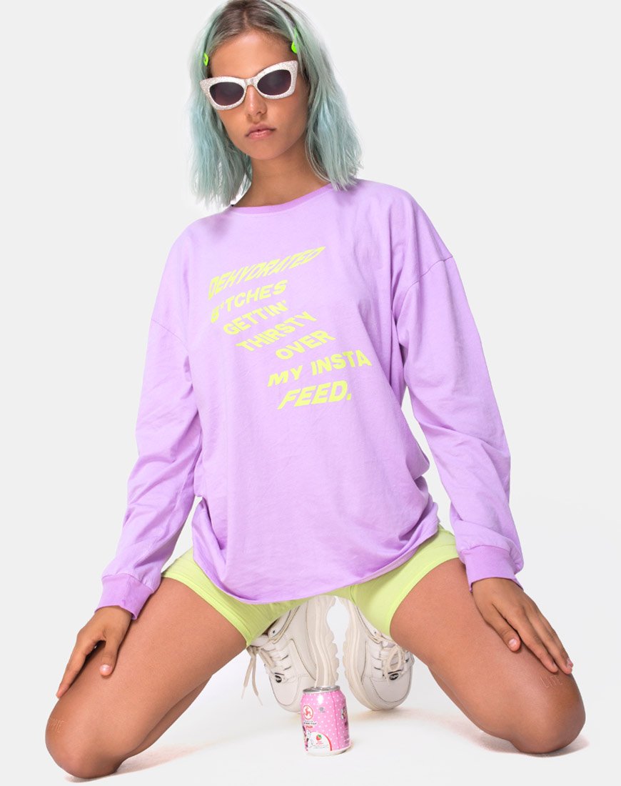 Image of Lottie Longsleeve Tee in Flieder mit Instafeed Text X Top Girl