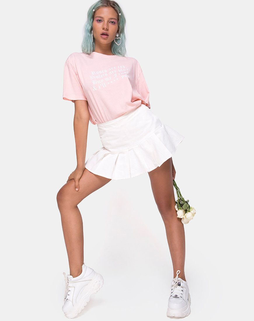 Bild von Oversize Basic Tee in Rosa mit Rosen sind rot Text X Top Girl