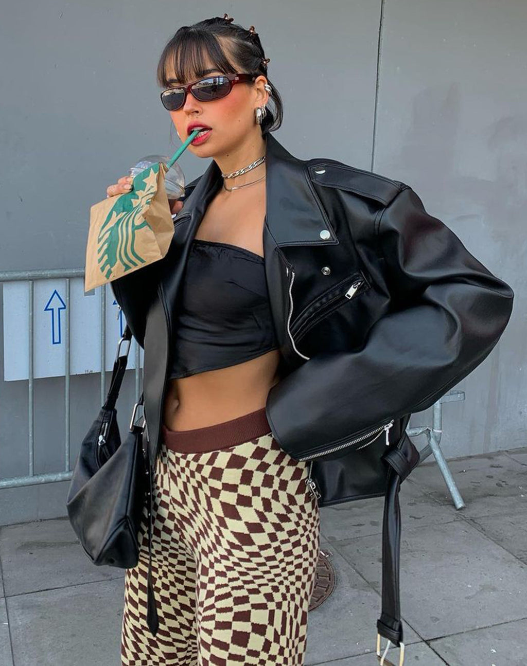 Yuna Hose aus Knit Square Flag Coffee Quartz