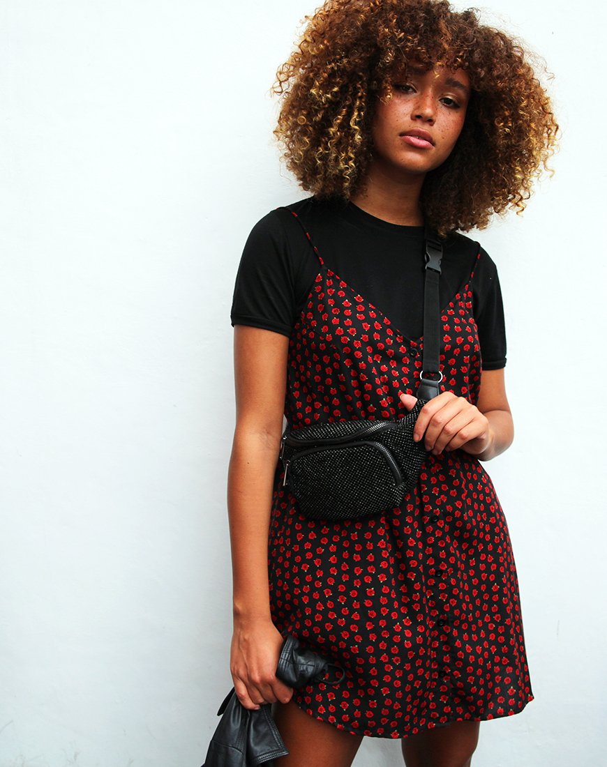 Sanna Slip Dress in Dotty Rose Schwarz