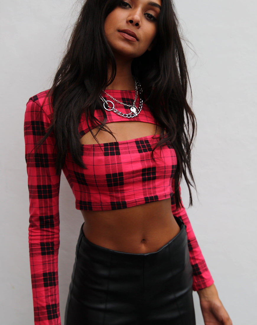 Bild von Shimla Crop Top in Winter Plaid Rot / Schwarz