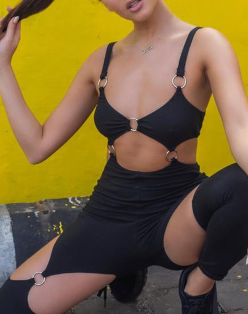 Bild von Jaca Cutout Unitard in Schwarz