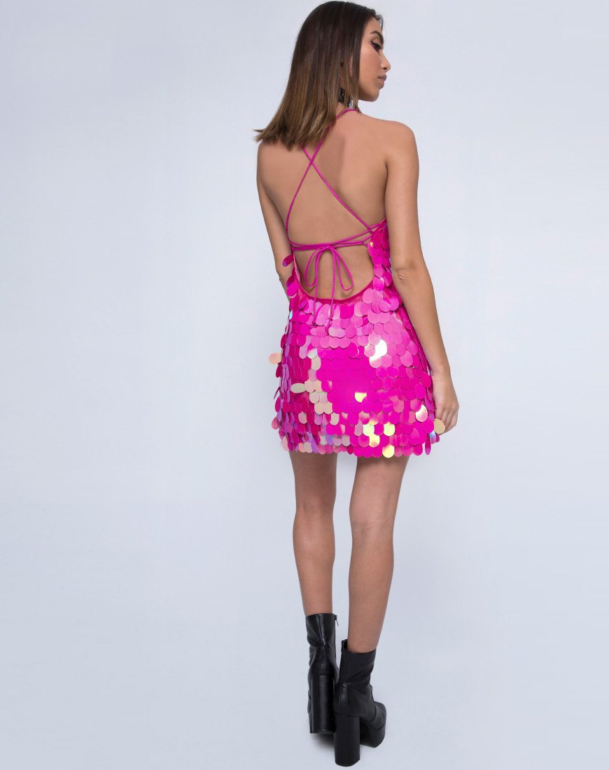 Shine Kleid in Tear Drop Pailletten Fuschia Shine