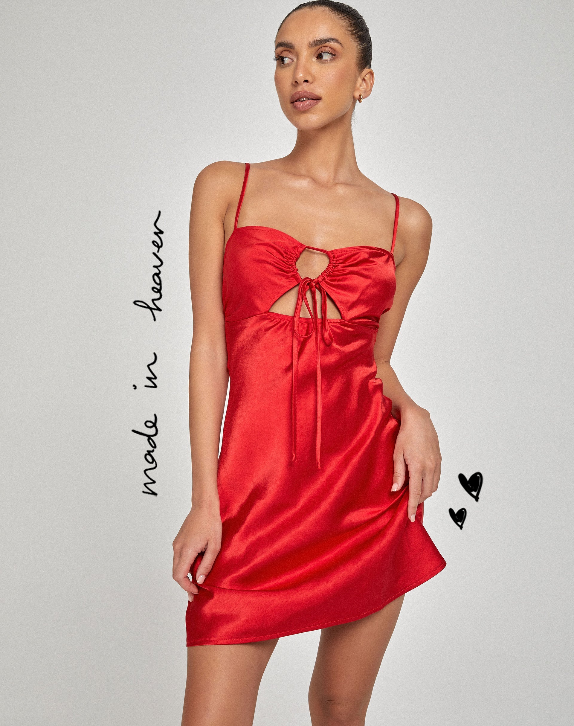 Rinti Slip-Kleid aus Satin Rot