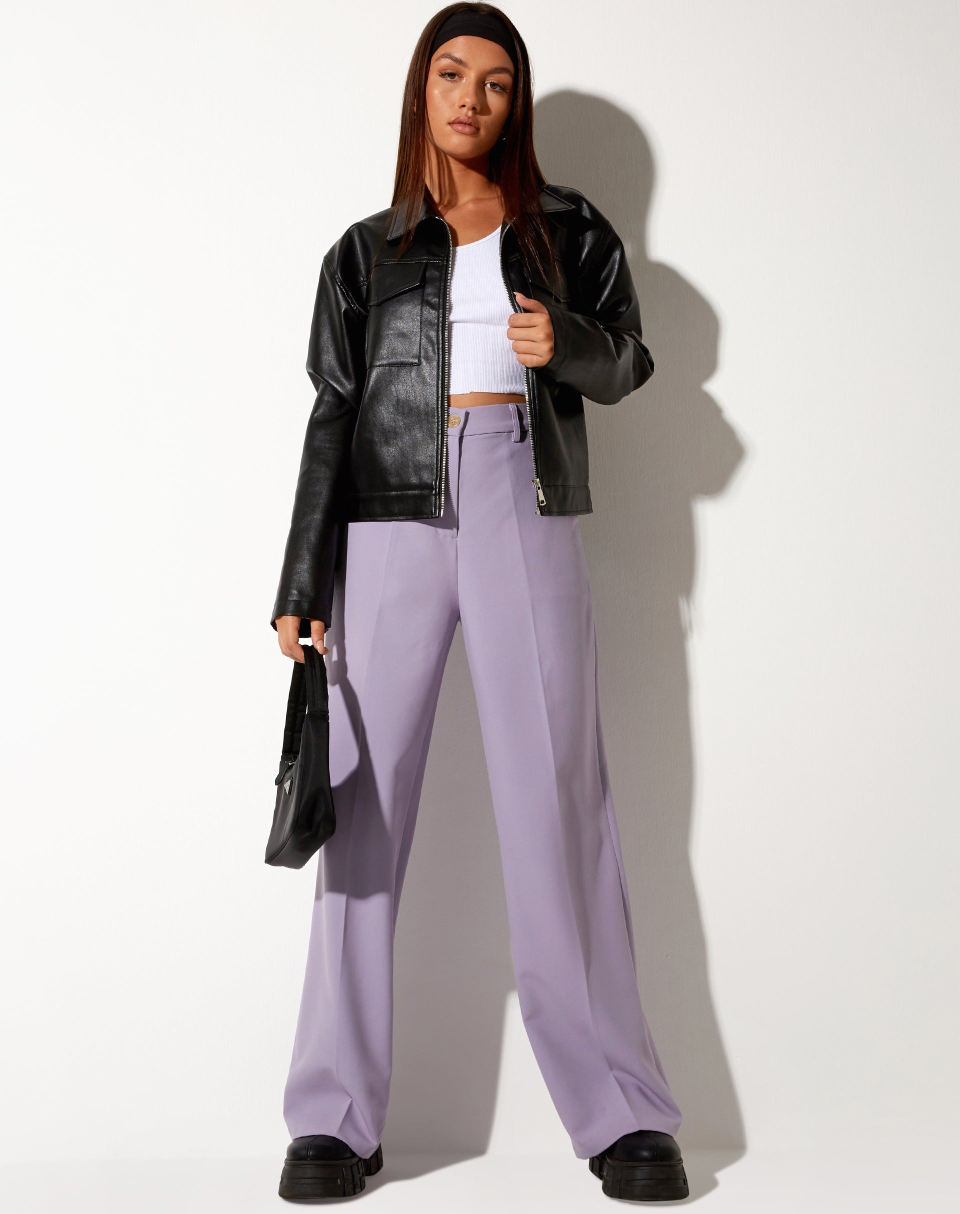 Image of Abba Straight Leg Trouser in Tailoring Lila