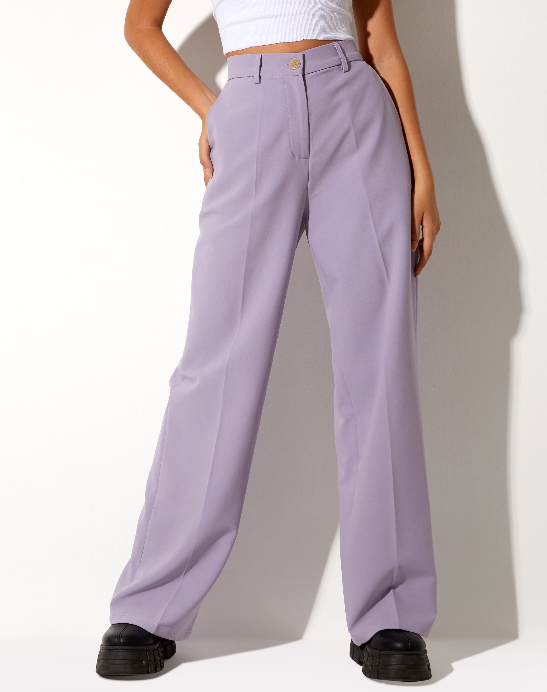 Image of Abba Straight Leg Trouser in Tailoring Lila