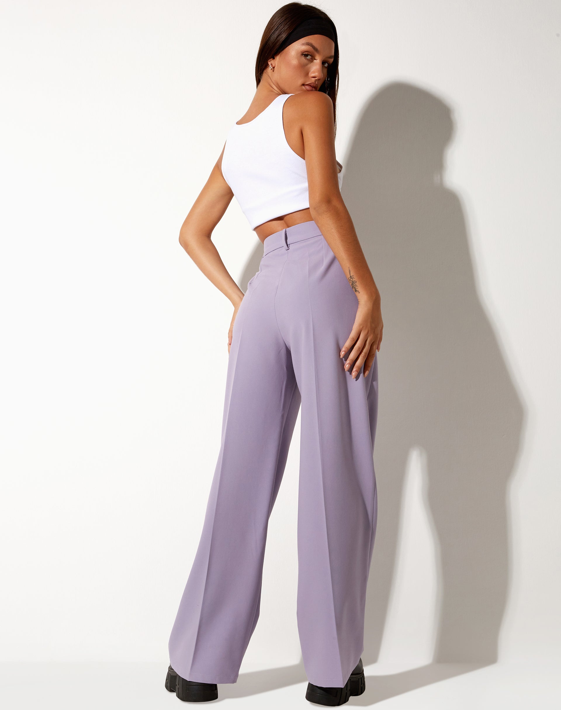 Image of Abba Straight Leg Trouser in Tailoring Lila
