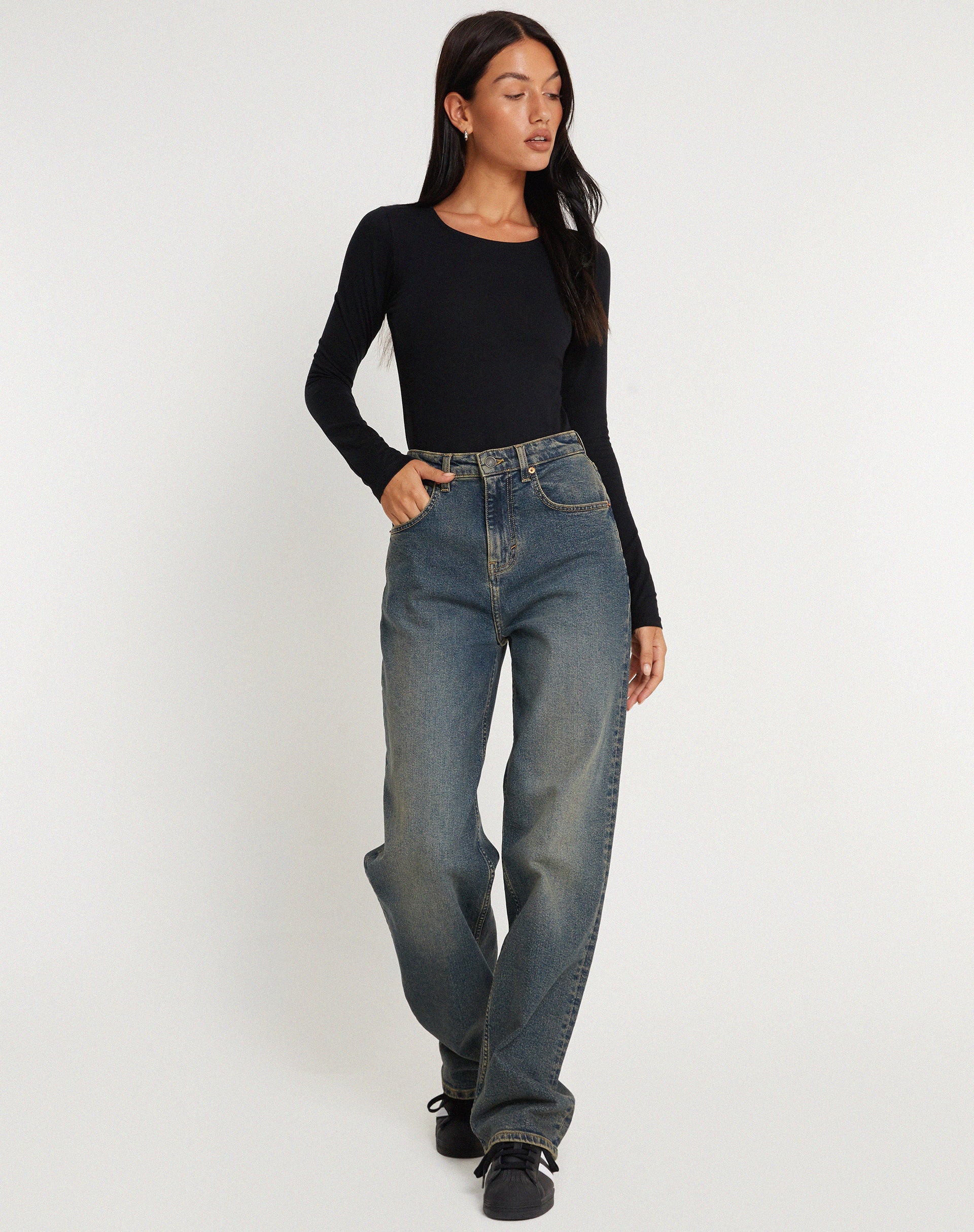 Image of Abra Langarm-Bodysuit in Schwarz