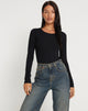 Image of Abra Langarm-Bodysuit in Schwarz