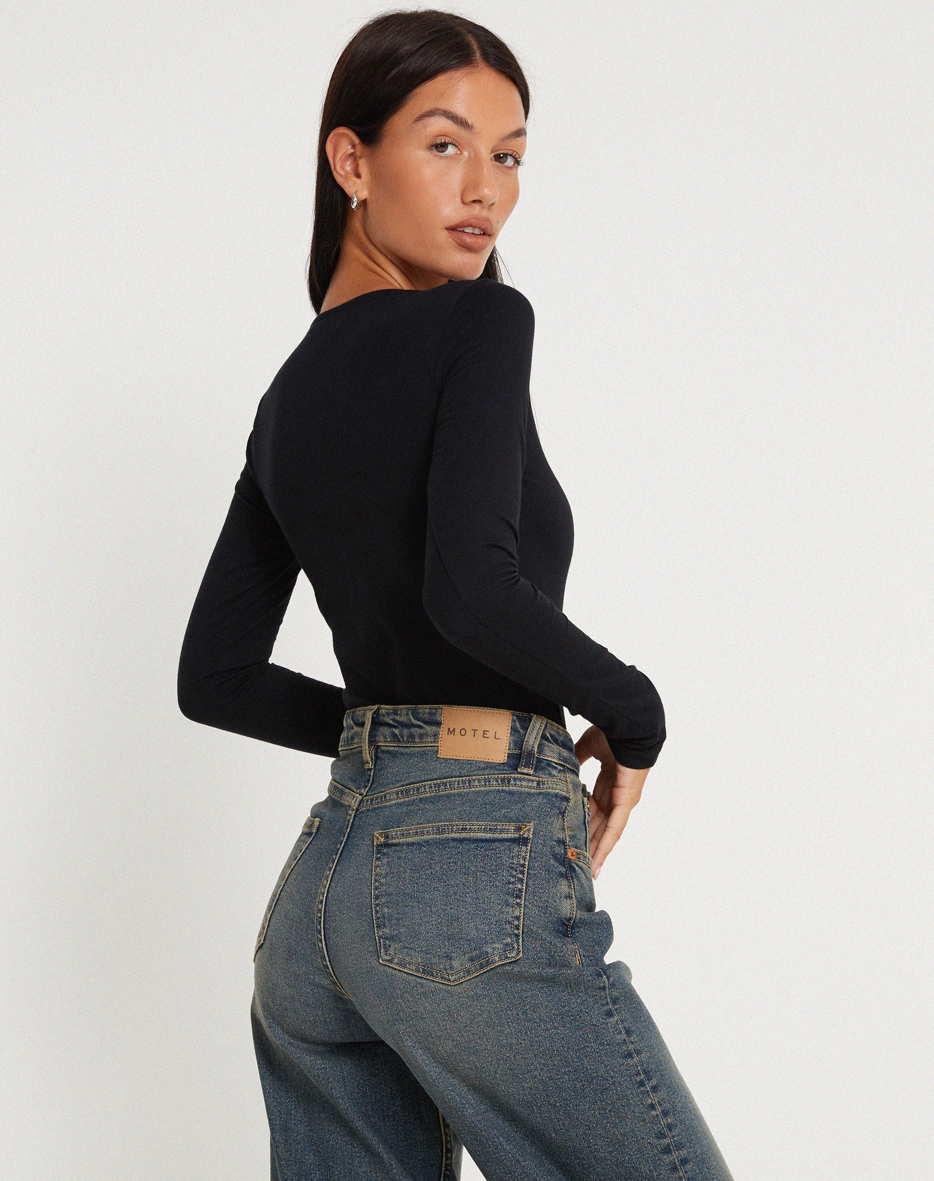 Image of Abra Langarm-Bodysuit in Schwarz
