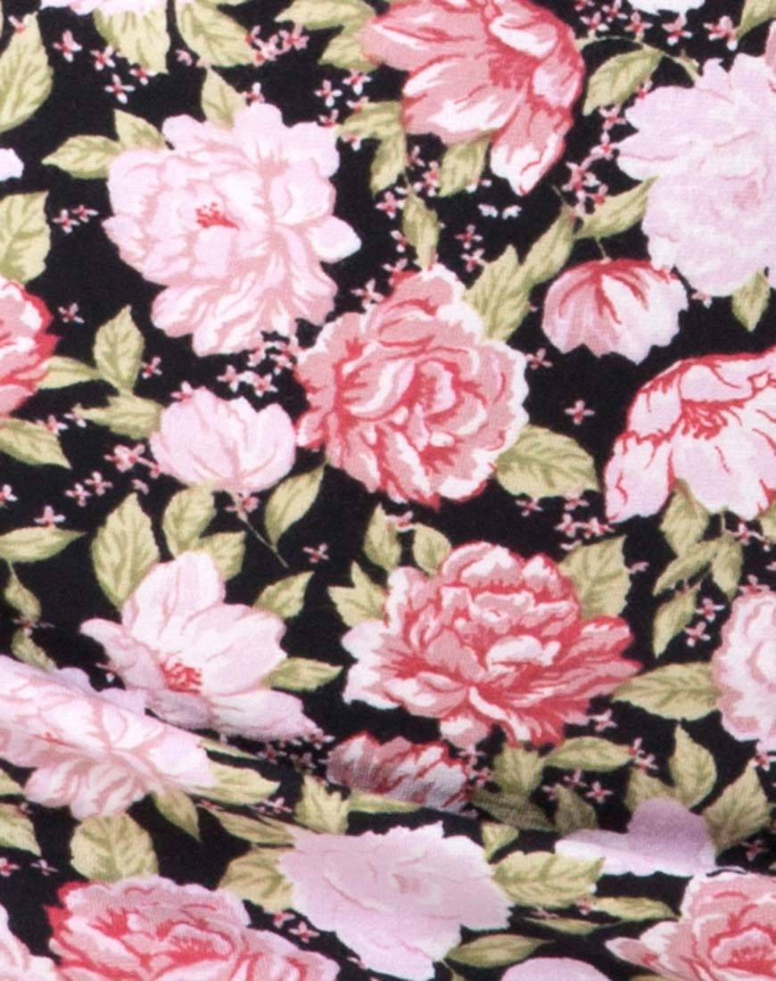 Image of Alvina Bodycon Kleid in Bloom Floral Schwarz Base