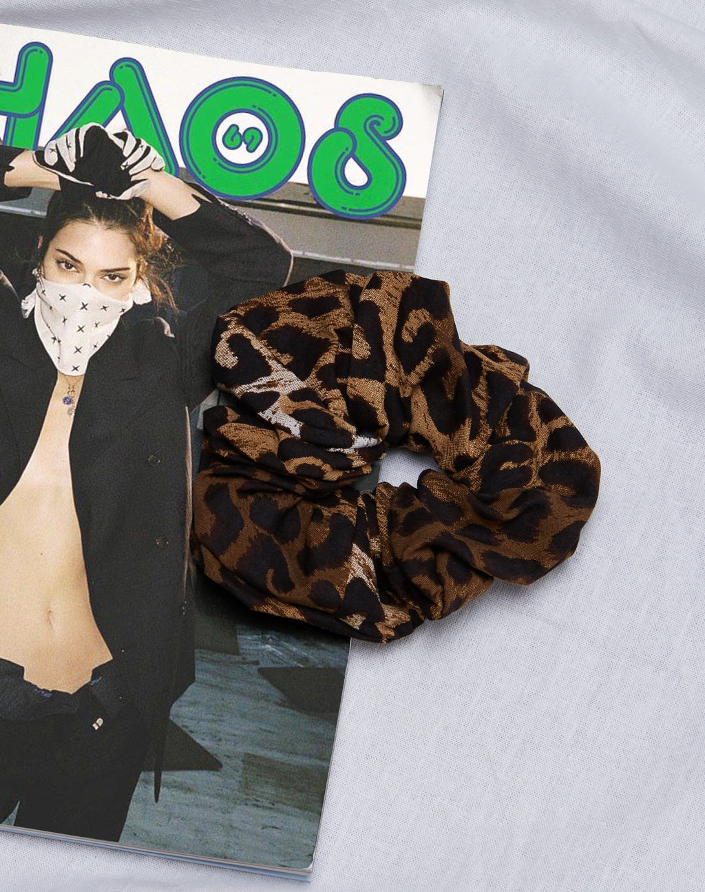 Haargummi in Nacht Leopard Braun