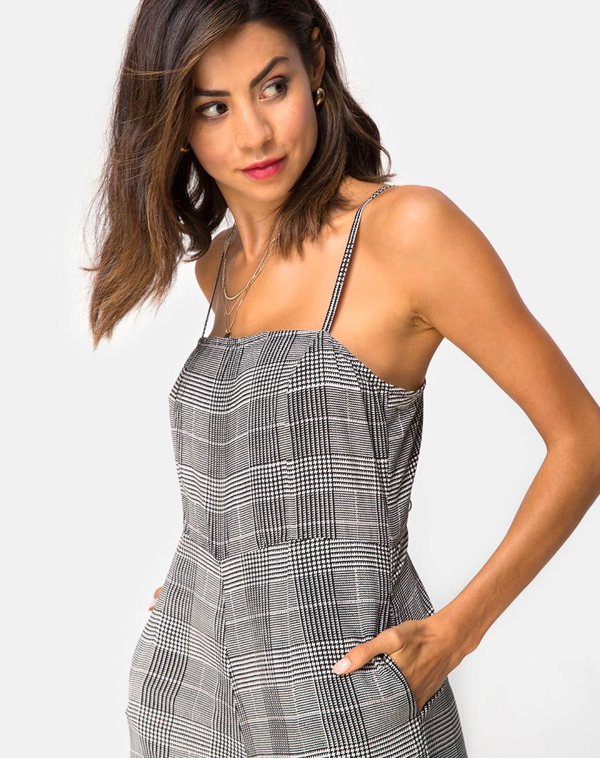 Achem Culotte-Overall aus Charles-Karo Grau