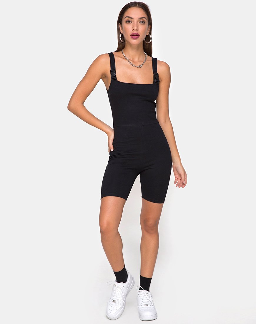 Bild von Acrety Unitard in Schwarz Schnallen