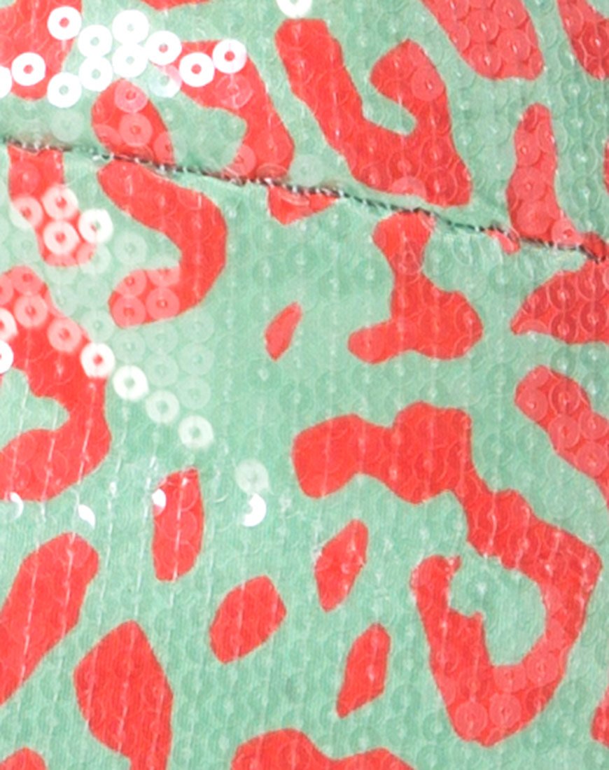 Bild von Acro Unitard in Fluro Leopard Klar Pailletten