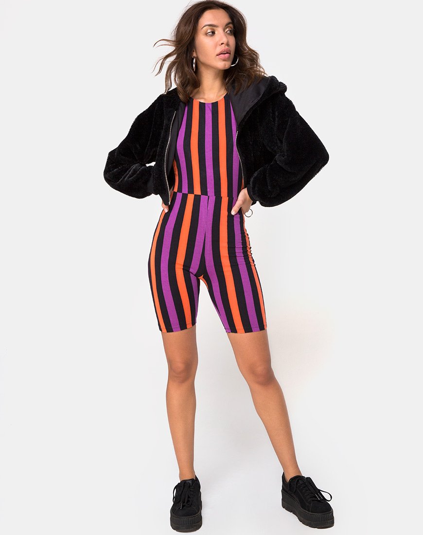 Bild von Acro Unitard in Stripe Lila und Orange