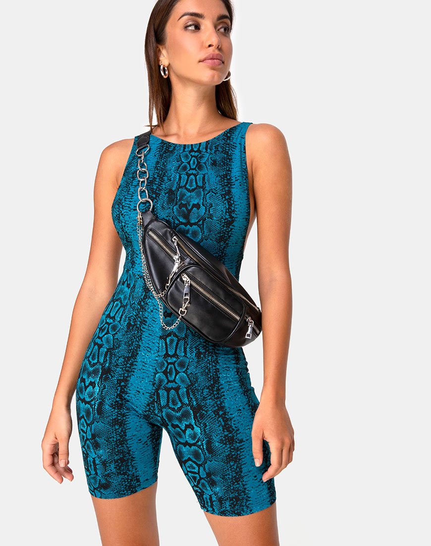 Acro Unitard in Schlangenblau