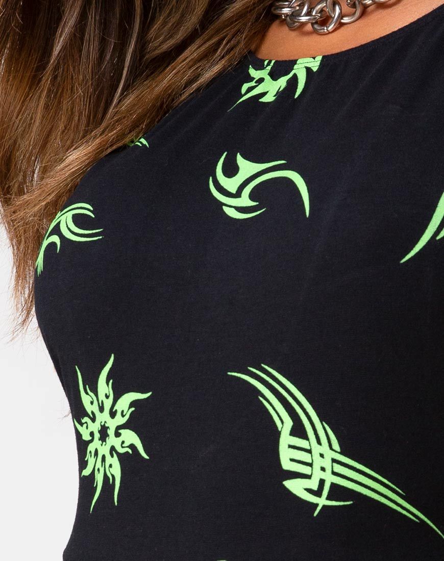 Bild von Acro unitard in Schwarz mit Tribal Repeat
