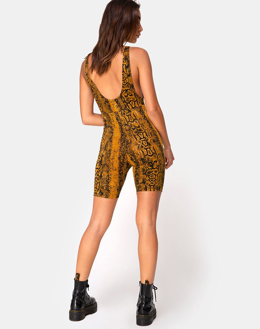 Bild von Acro Unitard in Snake Mustard