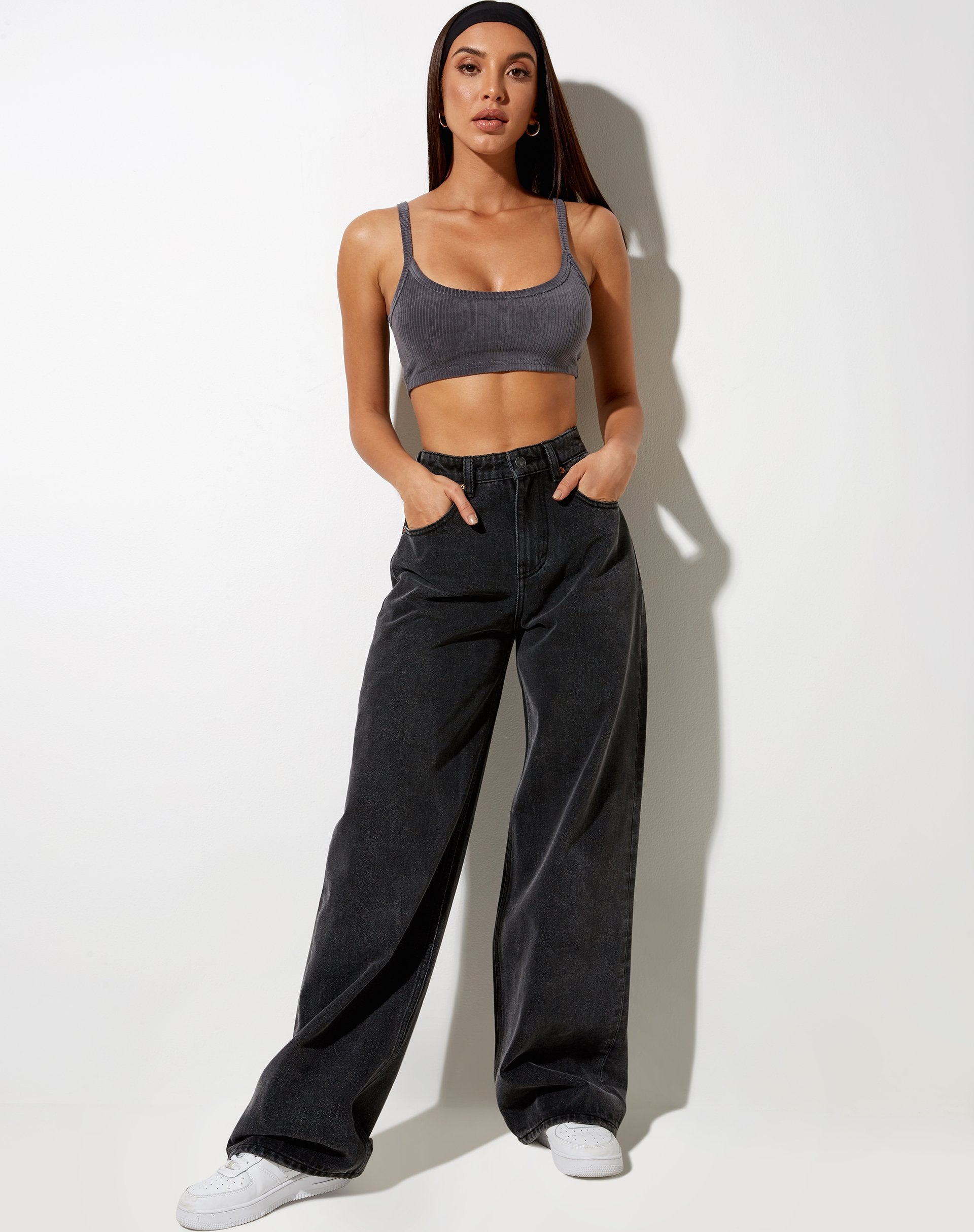 Image of Adda Bralet aus Samtrippe Anthrazitgrau