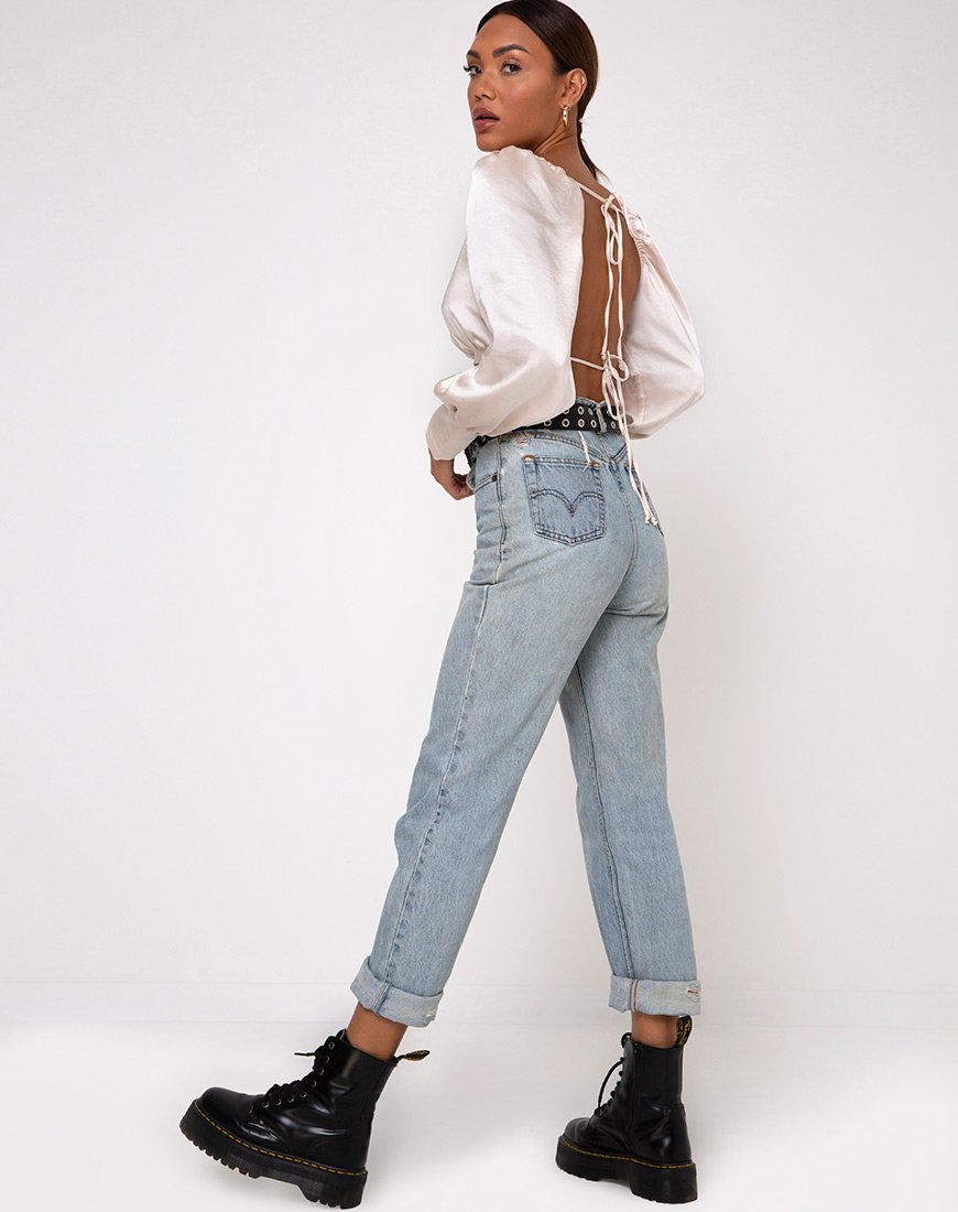 Bild von Adoria Crop Top in Satin Elfenbein