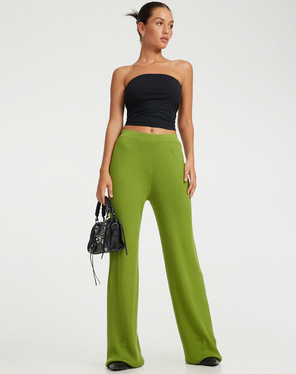 Adolia Gestrickte Hose mit ausgestelltem Bein in Golden Lime