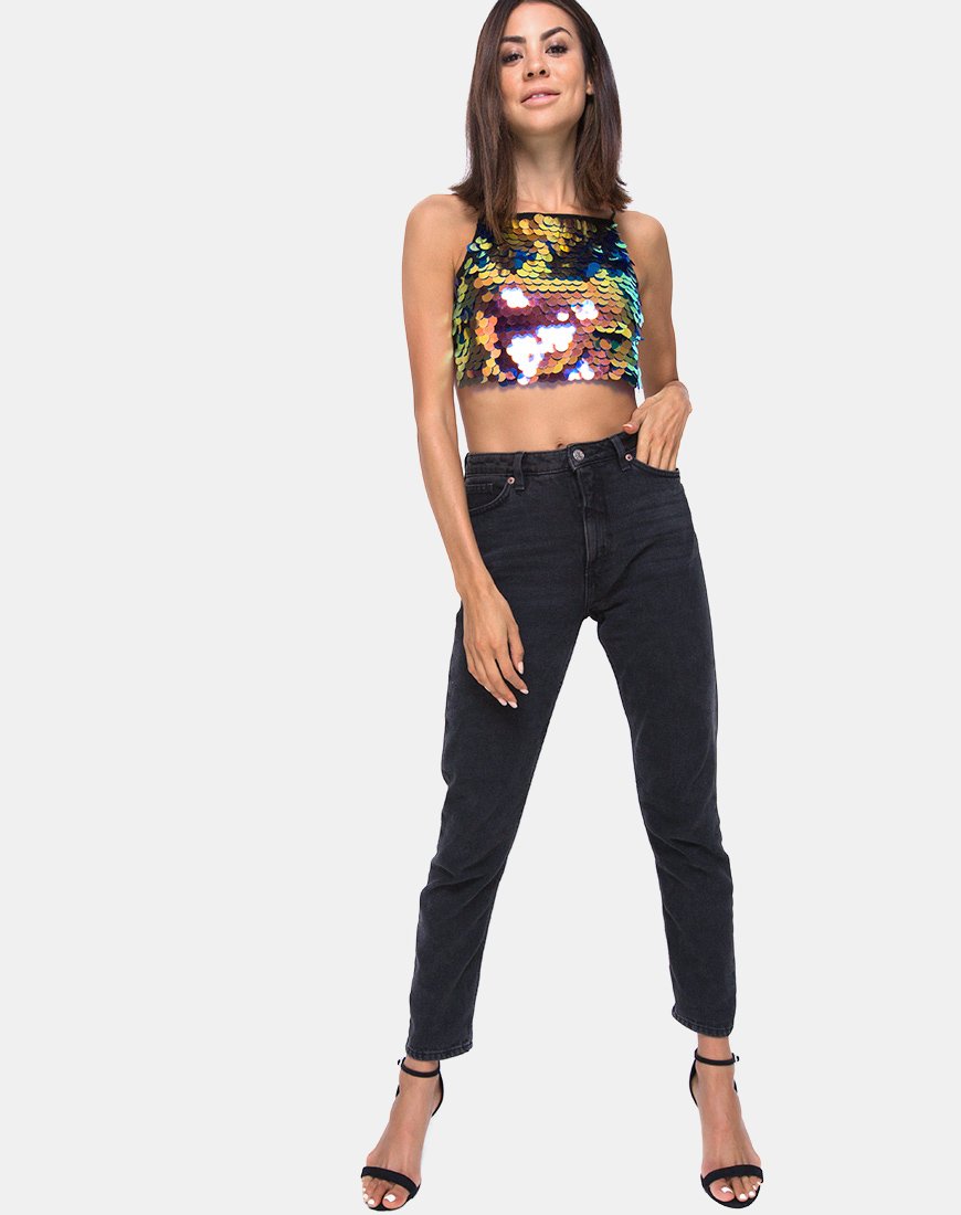 Bild von Ahena Crop Top aus Drachenfrucht-Pailletten