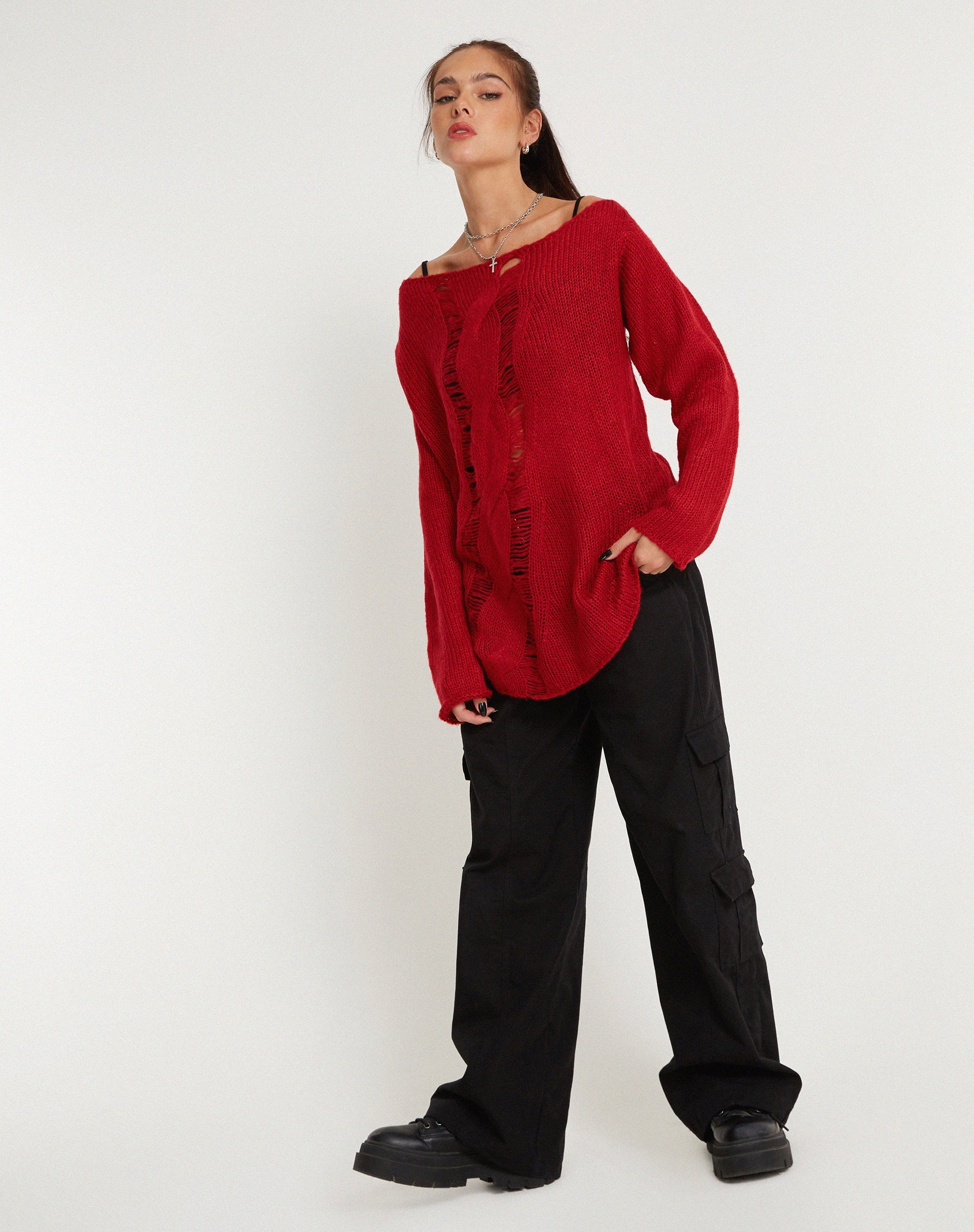 Bild von Akohara Laddered Knitted Top in Molten Lava