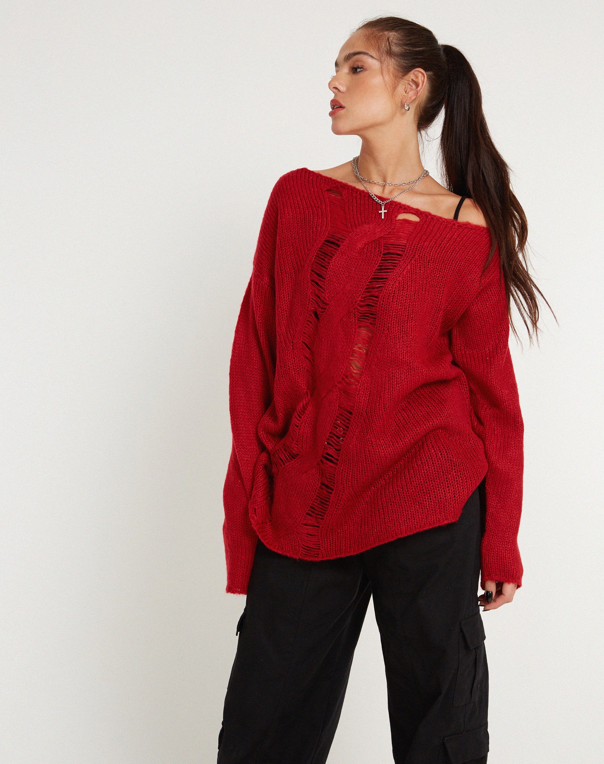 Bild von Akohara Laddered Knitted Top in Molten Lava