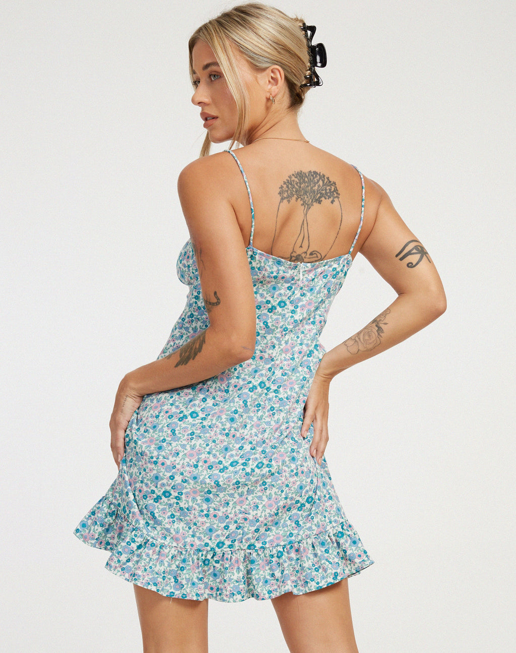 Alaca Minikleid in Flower Power Blau