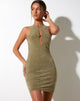 IMAGE OF Alannah Bodycon-Kleid aus gemischtem Tierflock in Oliv