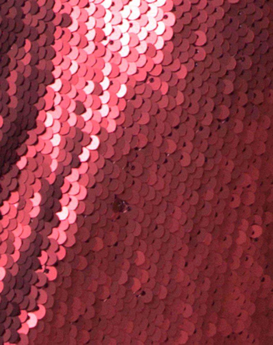 Image of Ally tief ausgeschnittenes Mieder aus mattem Fischgrätenpailletten-Wein