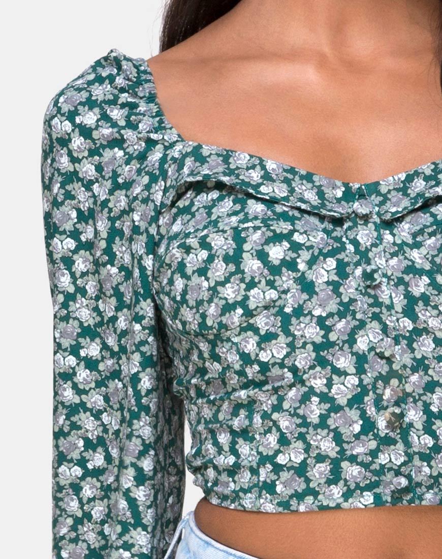 Image of Alor Crop Top in Floral Bloom Grün