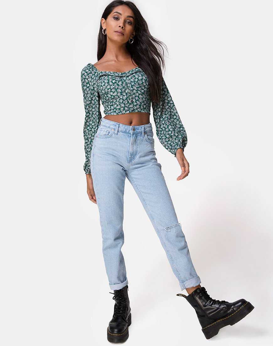 Image of Alor Crop Top in Floral Bloom Grün