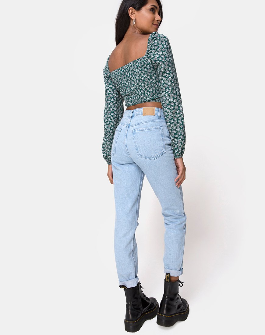 Image of Alor Crop Top in Floral Bloom Grün