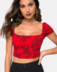 Bild von Alya Crop Top in Tonal Floral Rot