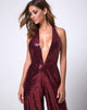 Bild von Amber Wide Leg Jumpsuit in Mini Pailletten Burgundy