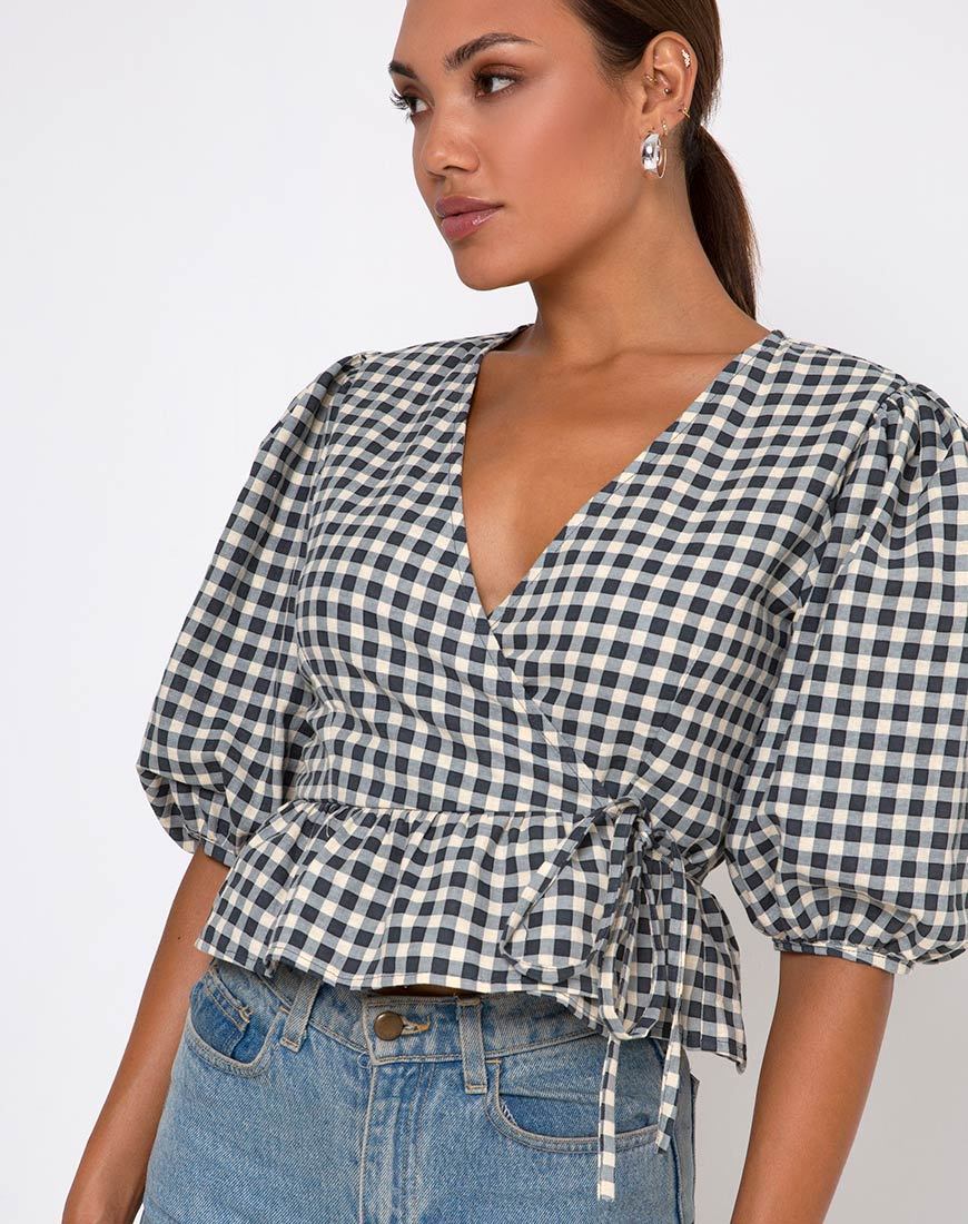 Amiya Top in Gingham Creme