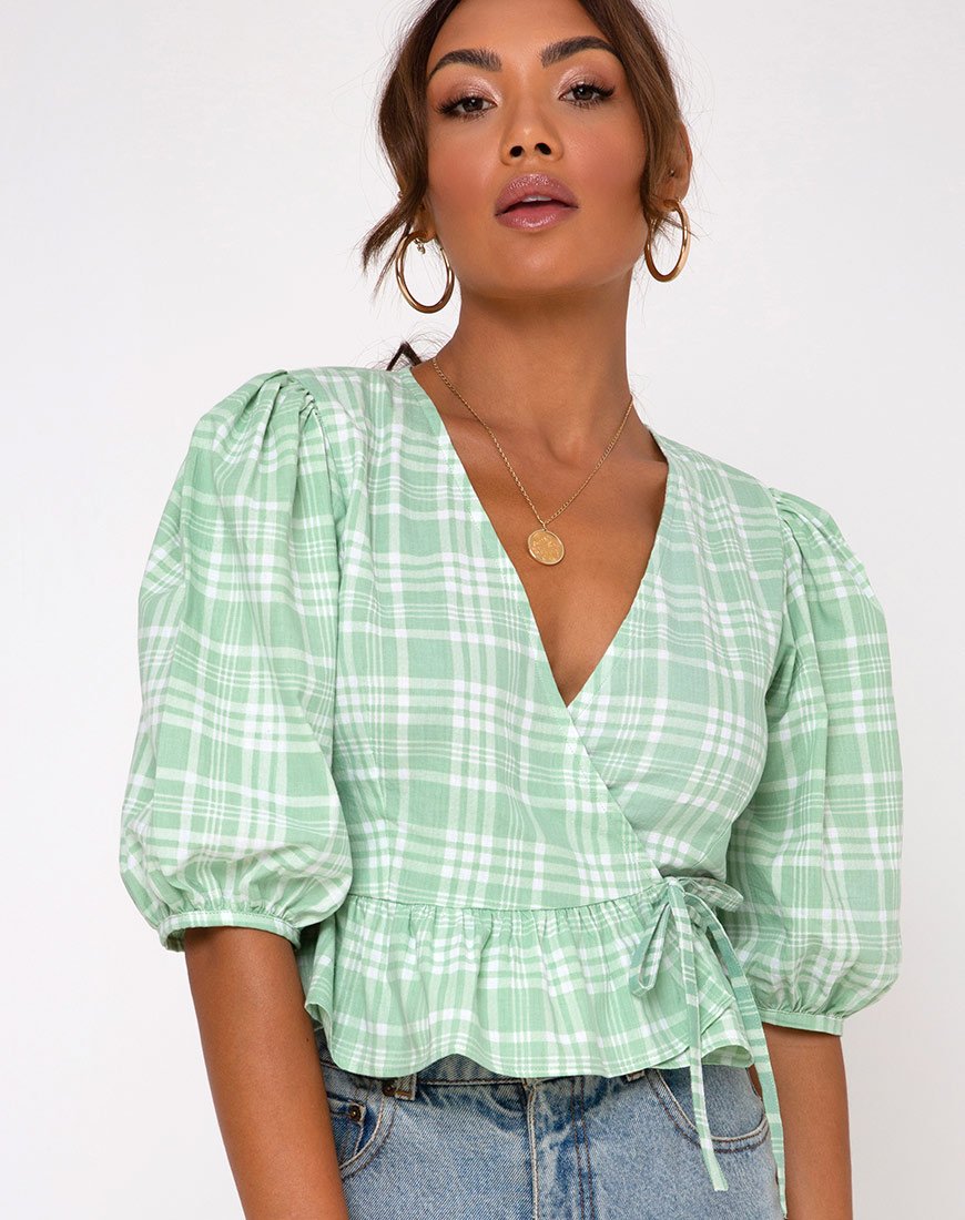 Amiya Top in Tischtuch Neo Mint