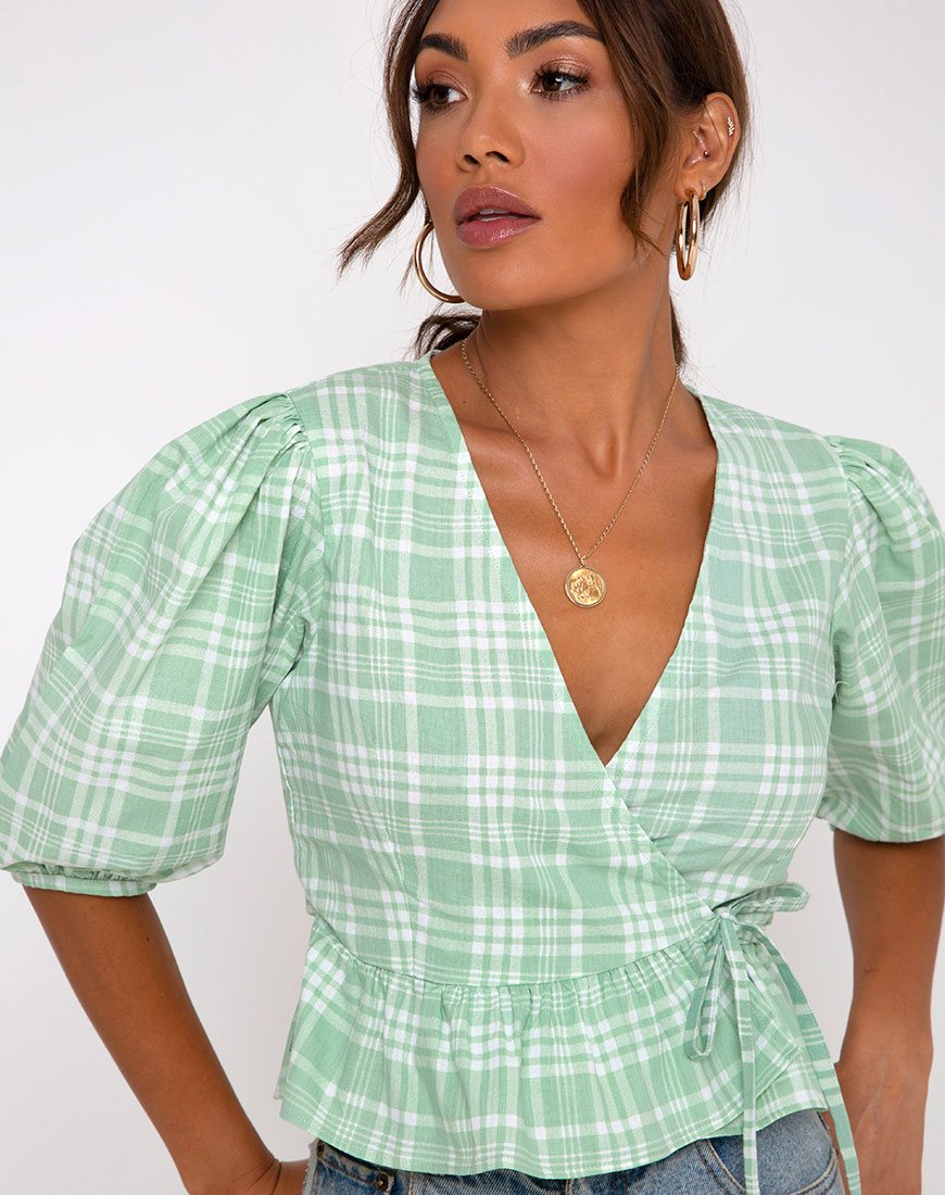 Amiya Top in Tischtuch Neo Mint