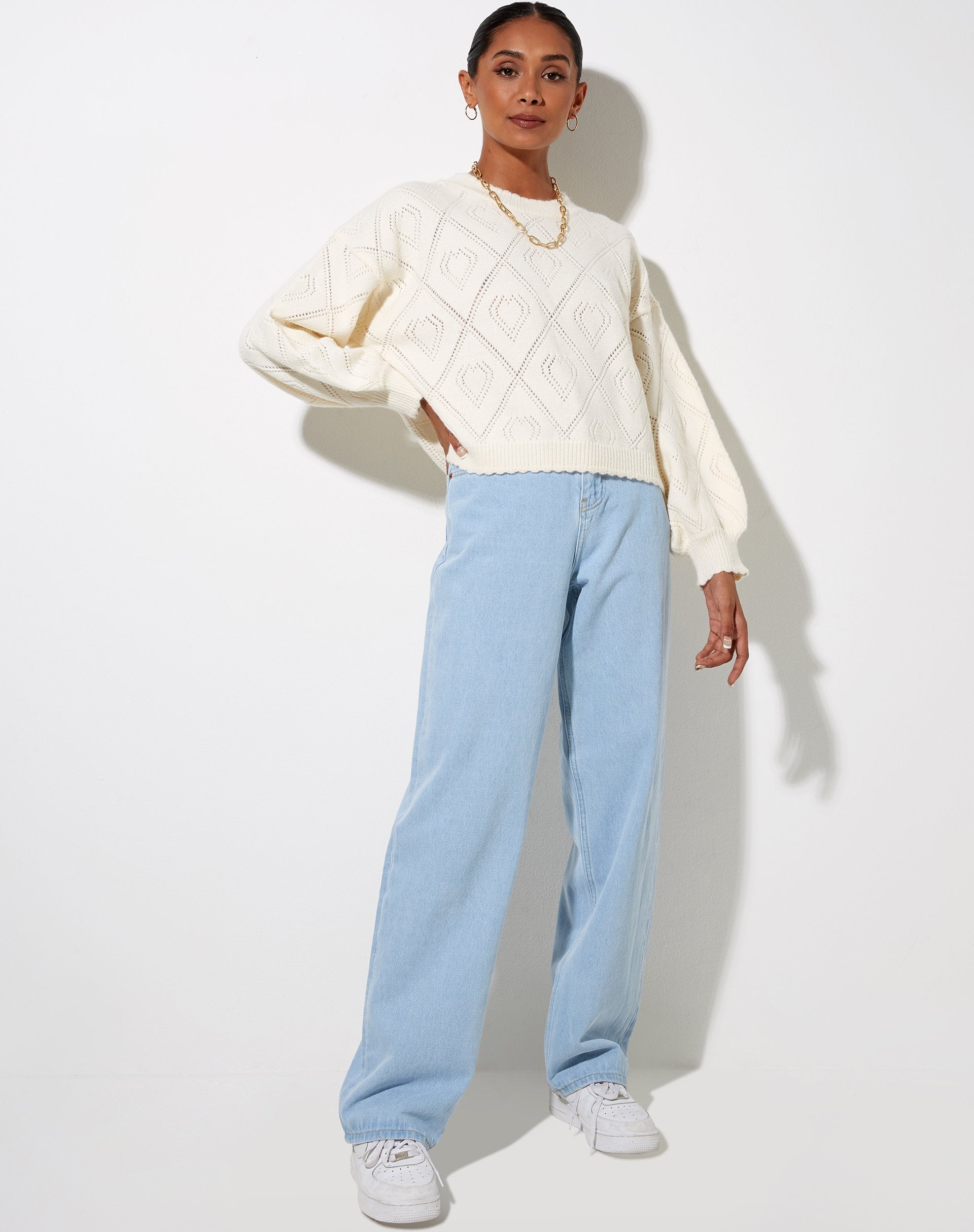 Image of Ammar Pullover in Diamant und Herz Creme