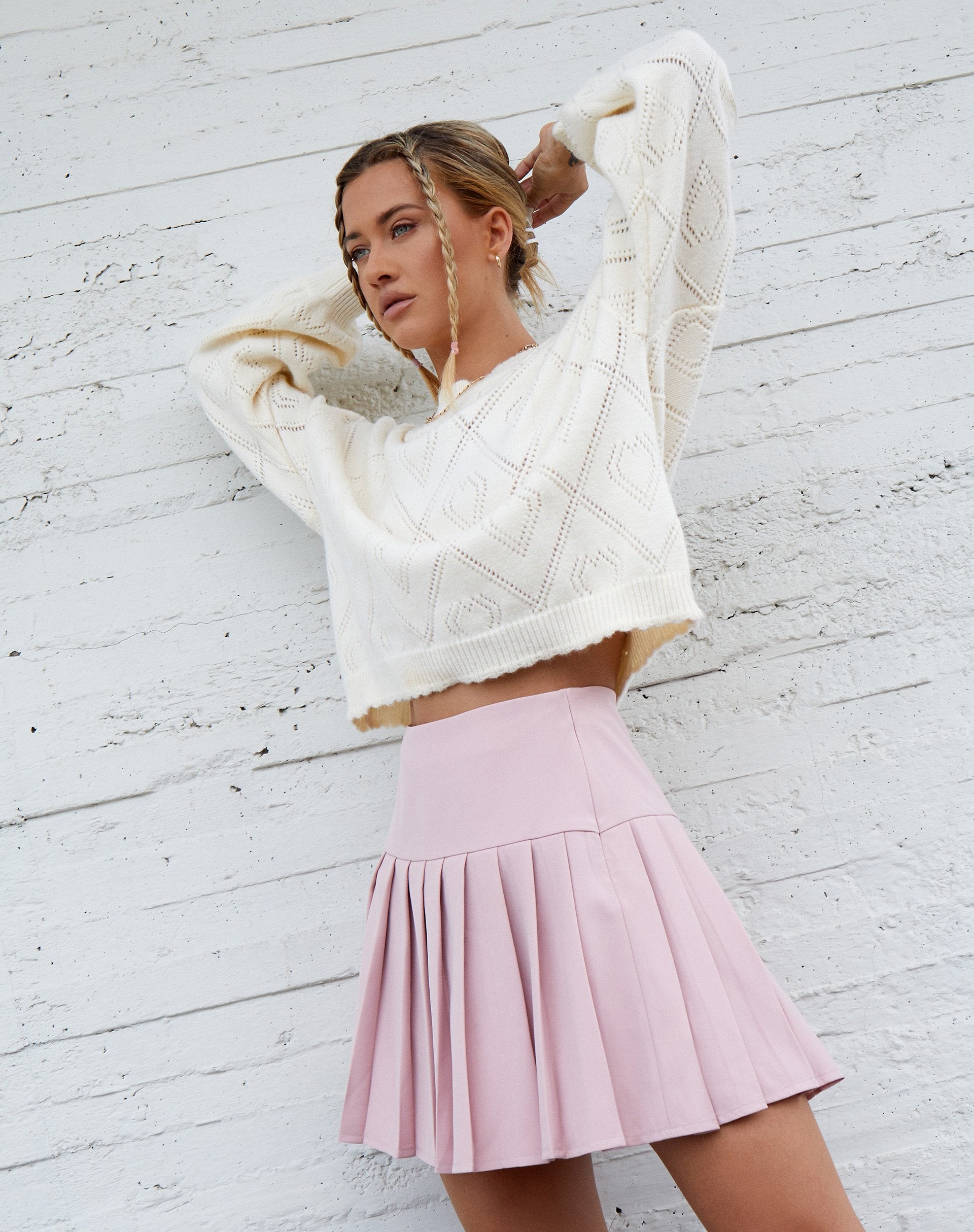 Bild von Cason Mini Plissee-Rock in Soft Pink