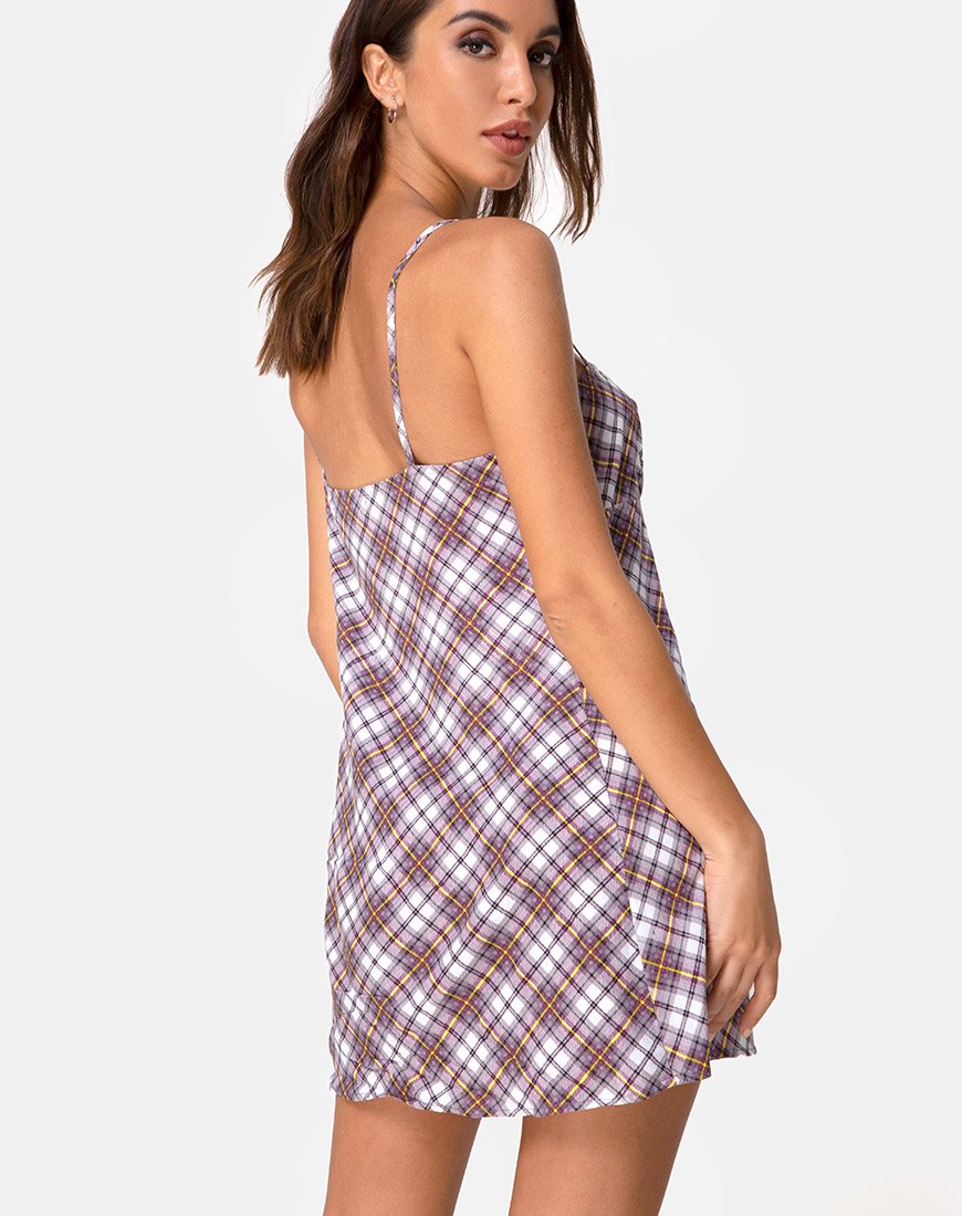 Image of Andin Slip Dress in Grunge Check Lila