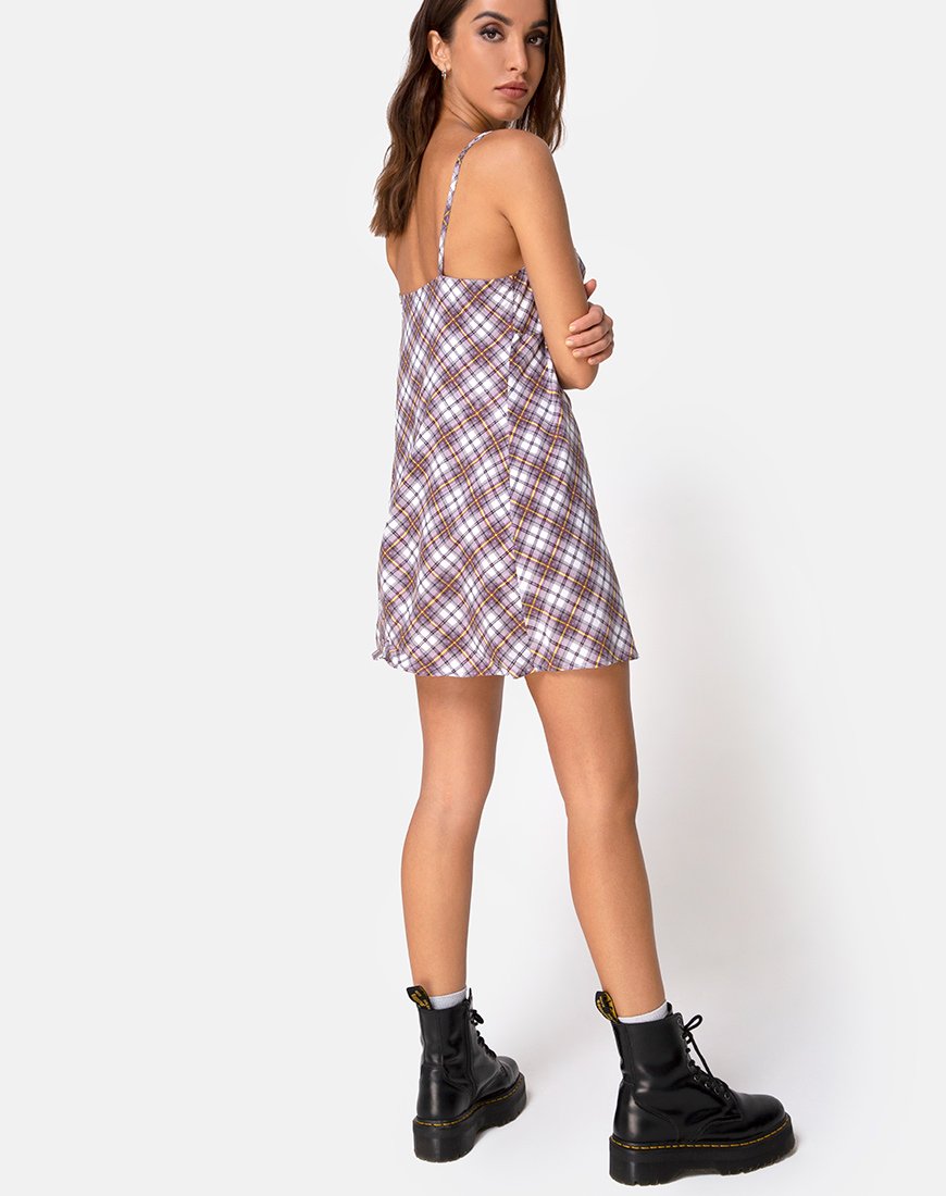 Image of Andin Slip Dress in Grunge Check Lila