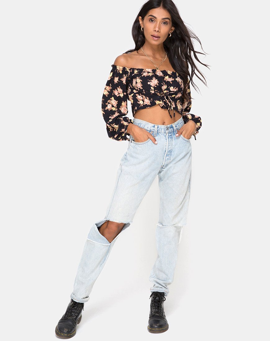 Image of Aneca Schulterfreies Top in Antik Rose Schwarz
