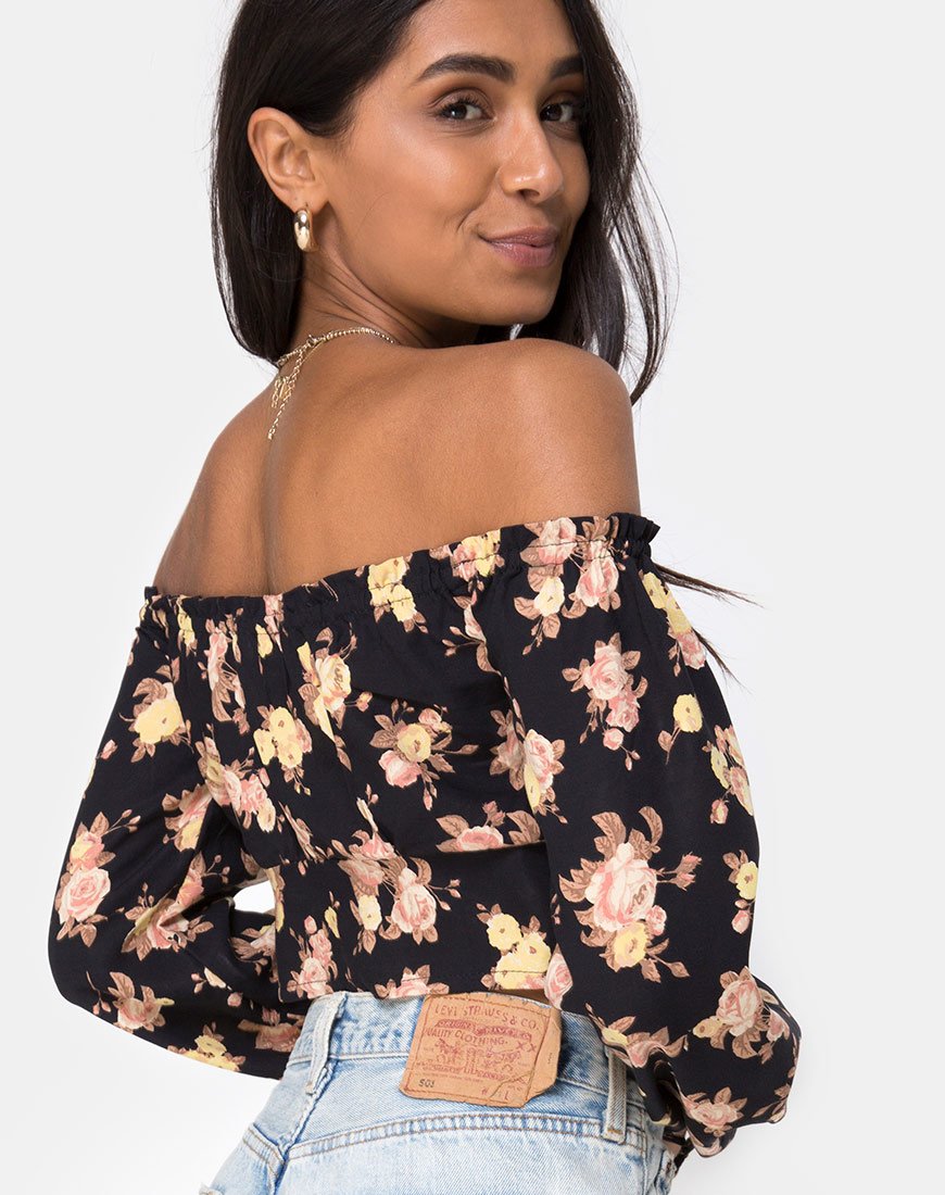 Aneca Schulterfreies Top in Antique Rose Schwarz