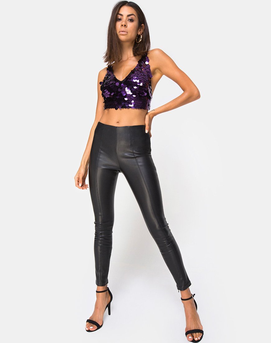 Bild von Angel Crop Top in Pflaume Disc Pailletten