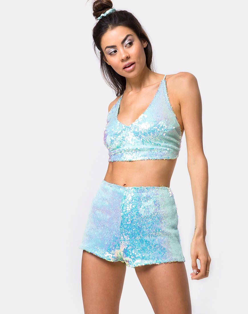 Bild von Crystal Short in Fishcale Pailletten Candy Einhorn